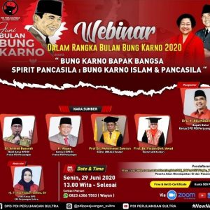 Bulan Bung Karno 2020, DPD PDI-P Sultra Gelar Webinar Nasional