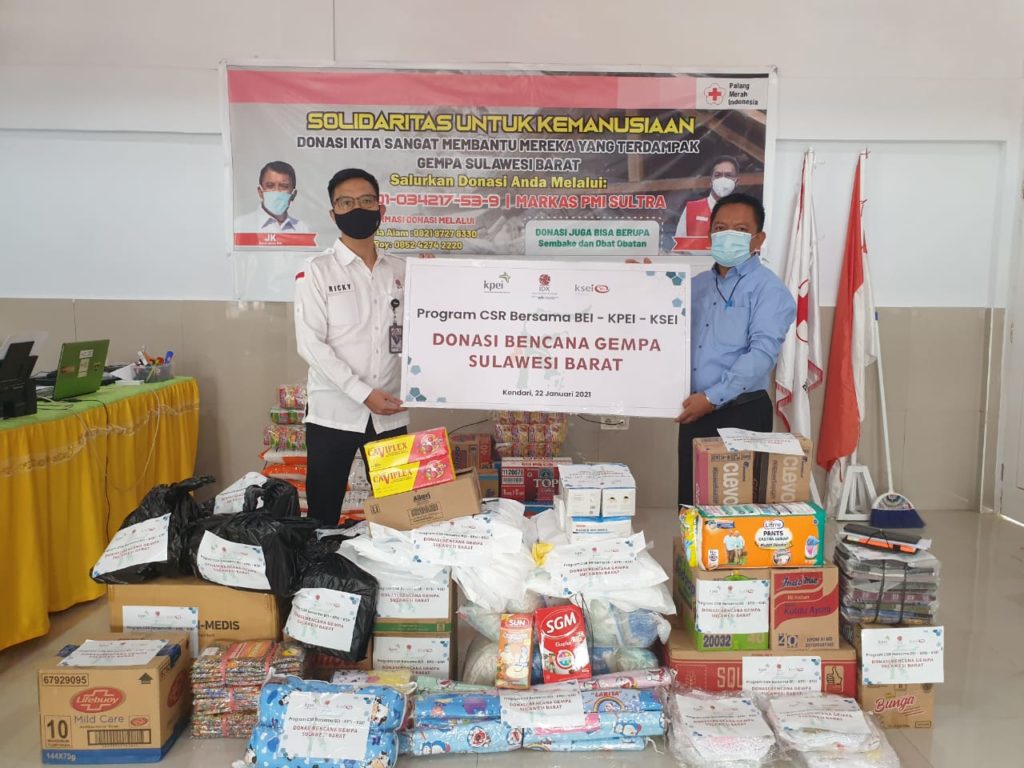 Peduli Gempa Sulbar, BEI, KPEI, KSEI Salurkan Bantuan CSR