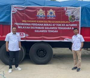 Kadin Sultra Lakukan Pengiriman Perdana 47 Ton Beras Hasil Pertanian Kabupaten Kolaka