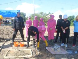 Satuan Brimob Polda Sultra dan Dinas Cipta Karya Letakkan Batu Pertama Pembangunan Kolam Renang Internasional