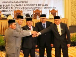 Pelantikan Anggota DPRD Sultra Periode 2024-2029, Pj Gubernur: Sinergi dengan Pemerintah Daerah Sangat Penting