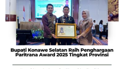 Bupati Konawe Selatan Raih Penghargaan Paritrana Award 2025 Tingkat Provinsi