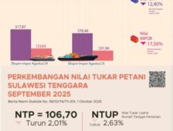 Sultra Catat Inflasi 3,68 Persen pada September 2025, Ekspor dan Impor Turun