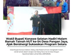 Wakil Bupati Konawe Selatan Hadiri Malam Ramah Tamah HUT ke-54 Desa Pangan Jaya, Ajak Bersinergi Sukseskan Program Setara