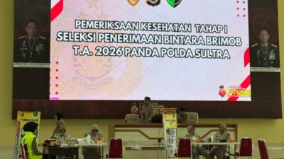 Polda Sultra Perketat Pengawasan Rikkes Tahap I Seleksi Bintara Brimob 2026